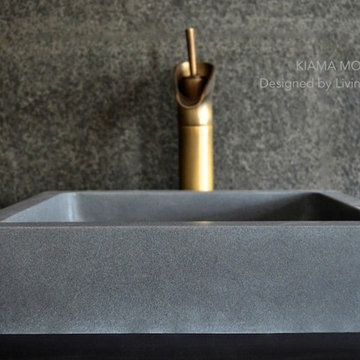 Gray basalt bathroom vessel sink concrete look-KIAMA MOON