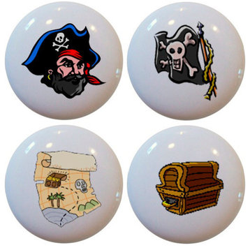 Set of 4 Pirate Ceramic Knobs