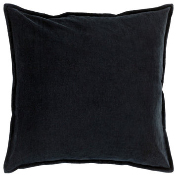 Cotton Velvet by Surya Poly Fill Pillow, Black, 20' x 20'