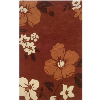 Linon Trio Bilson Hand Tufted Polyester 8'x10' Rug in Red