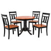 Brookline 5 Piece Small Kitchen Table And Chairs Set, Black and Cherry