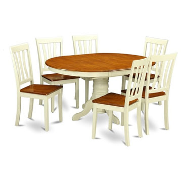 7-Piece Kenley Dining Table With a Leaf and 6 Wood Seat Chairs