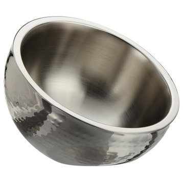 Elegance 12" Double Wall Hammered Stainless Steel Angle Bowl