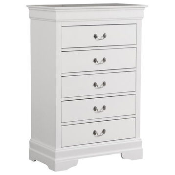 Louis Phillipe White 5 Drawer Chest of Drawers (33 in L. X 18 in W. X 48 in H.)
