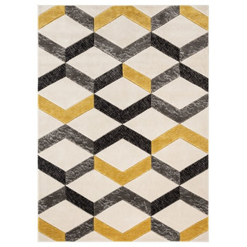 Well Woven Good Vibes Millie Contemporary Geometric Gold 5'3"x7'3" Area Rug