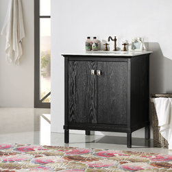 Abel 30 inch Rustic Black Wash Bathroom Vanity Marble Top - Bathroom Vanities And Sink Consoles