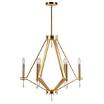 Forte Lighting, Inc. - 6-Light Soft Gold Chandelier, Soft Gold - The Robin chandelier features modern angles creating a geometric diamond shape accented with spear shaped crystals. This contemporary fixture comes in black or gold finish steel. This fixture is well suited for dining rooms or small Entries. This 6-light chandelier measures 26 in. L x 26 in. W x 28.5 in. H.. Candelabra Base Bulb, 60W max per bulb. This fixture is hardwired.  Bulbs are not included with the fixture.