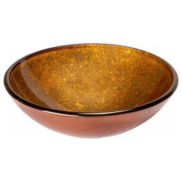 Speckled Bronze Round Glass Vessel Sink for Bathroom, 16.375 Inch