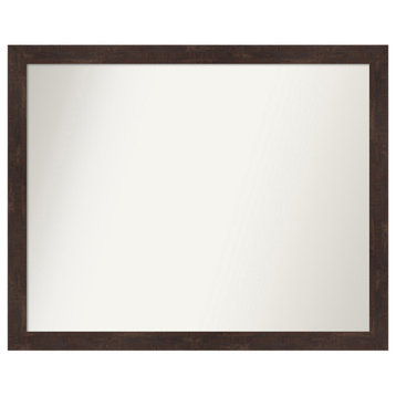 Fresco Dark Walnut Non-Beveled Wood Wall Mirror 30.5x24.5 in.