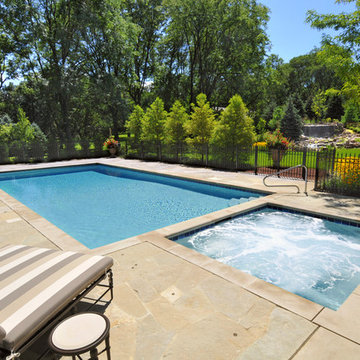Naperville, IL Swimming Pool and Hot Tub with Automatic Covers