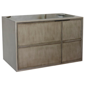 36" Single Wall Mount Vanity, Linen Brown Finish - Cabinet Only