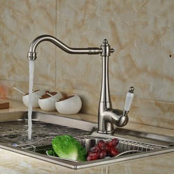 Vintage Style Nickel Brushed Curve Design Kitchen Tap T0797N - Kitchen Faucets