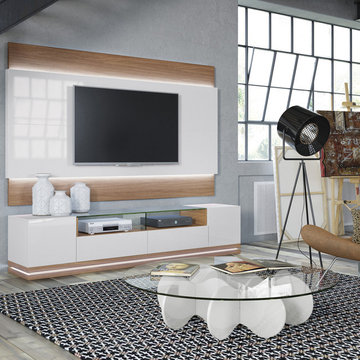Manhattan Comfort Waverly 28" Round Glass Top Accent End Coffee Table