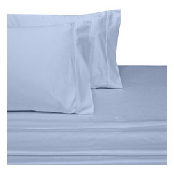 Royal Tradition - 100% Cotton Sateen Sheet Set, 1000 TC Solid, Blue, California King - Sheet And Pillowcase Sets