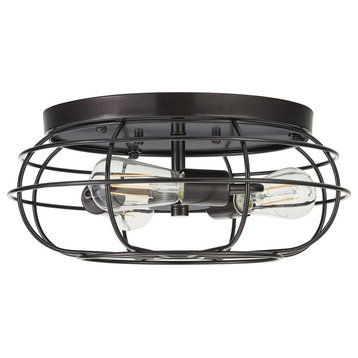 Cartaro 3-Light Industrial VIntage Cage Ceiling Light, LED Bulbs, Dark Bronze