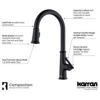 Karran KKF330 1-Handle Pull Down Dual Function Sprayer Faucet, Matte Black