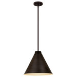 Z-Lite - Eaton One Light Pendant, Bronze Plate - Choose an industrial-inspired look with the Eaton one-light pendant a superb option for low-key lighting in a custom space. This pendant features a sleek conical silhouette with a shade down rod and canopy crafted of iron and given a bronze plate finish. Line up a collection to illuminate a kitchen island or place this light individually around a living space for an easy casual feel.