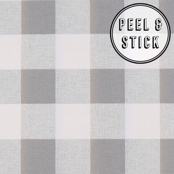Transform Check Peel and Stick Wallpaper, Grey