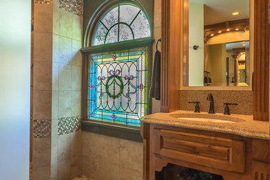 Bathroom with custom granite window accents