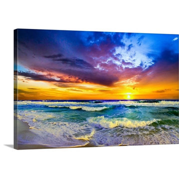 Beautiful Sunset Sea Beach Photography Prints 127 Wrapped Canvas Art Print