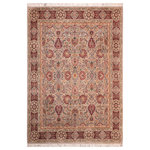 Bareens Designer Rugs - Pak Persian Alecia Gray/Red Wool Rug - 8'2'' x 10'4'' - Designed with mesmerizing intricacy and gorgeous color palette, this hand-knotted masterpiece demonstrates the beauty and electrifying thrill of Pak Persian art. These meticulously hand-knotted Pak-Persian rug is made with pure wool and features breathtaking traditional, transitional, and tribal designs in bold luxurious color pallets. Known for their intricate designs these rugs are a reproduction of Persian rugs, made in Pakistan with unique Mughal designs. Made by master weavers using the same Persian texture, design and dying technique, we wanted to produce the most significant manifestation of Persian art, life, and culture. This rug is most famous for its exceptional quality, incredible designs, patterns, and vibrant rich color. Pak-Persian rugs made with Persian weave with high knot counts, which enables the high intricacy and detail found in the patterns are also referred to as "State of art", each color adds a rich beautiful detail in the artwork of this rug. The design, color, and beautiful chromatic composition with a vibrant sheen with intricate designs, exude beauty, elegance, and quality make this rug a masterpiece of its own.