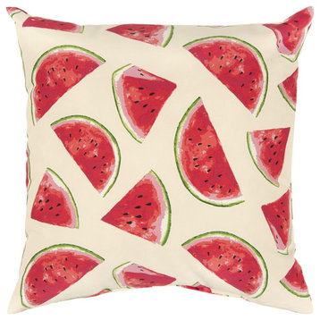 Red Beige Watermelon Indoor Outdoor Throw Pillow