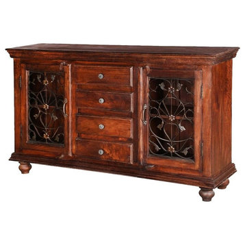 Anna Grapevine Solid Wood 4 Drawer Accent Sideboard Cabinet