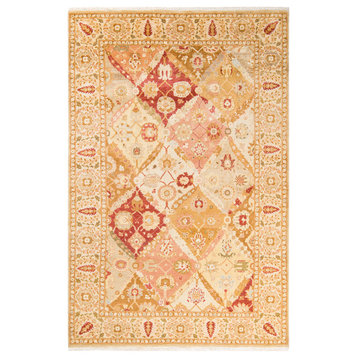 Eclectic, One-of-a-Kind Hand-Knotted Area Rug Yellow, 6'0"x9'1"