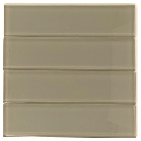 2" x 8" Taupe Glass Subway Tile - Rainbow Series