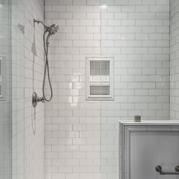 Rustic Modern Primary Bathroom with Freestanding Tub & Reclaimed Wood Accent Wal