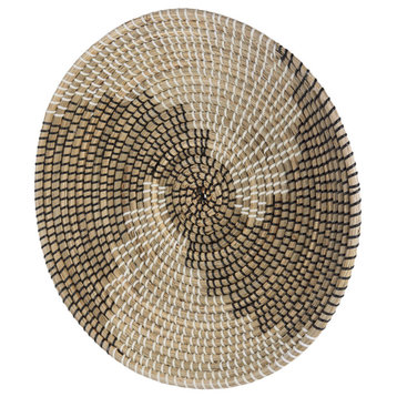 Luna 18.0Lx18.0Wx3.0H Large Light Brown Seagrass Round Wall Hanging Plate