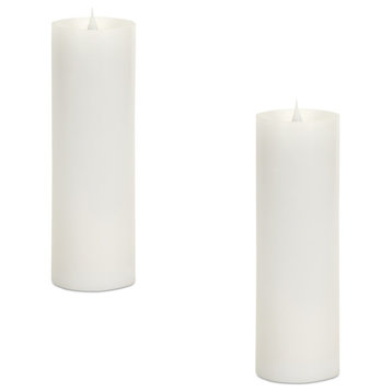 Simplux Led Pillar Candle With Moving Flame, 2-Piece Set, 3"Dx9"H