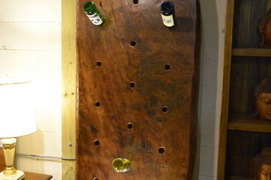 Solid Wood Slab Wine Rack with Storage Holes