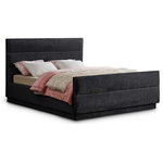 Meridian Furniture - Paxton Chenille Fabric Upholstered Bed, Black, Full - Embrace the essence of cozy sophistication with the Paxton Chenille Fabric Bed, a haven designed to elevate your sleep experience and enhance your bedroom's aesthetics. The bed is adorned in a luxurious rich black chenille fabric, its soft texture inviting you to sink into its warmth. The subtle sheen of the chenille adds a touch of elegance, creating a timeless look that complements various decors. The headboard features a classic horizontal channel tufted design, adding visual interest and dimension to the bed. This sophisticated detail exudes a touch of vintage charm, making the Paxton a perfect fit for both traditional and contemporary spaces.