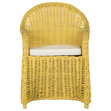 Safavieh Callista Wicker Club Chair, Yellow