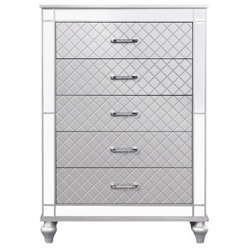 Livorno Silver Champagne 5-Drawer 36" W Chest of Drawers