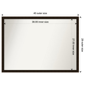 Espresso Brown Non-Beveled Wood Wall Mirror 40x29 in.