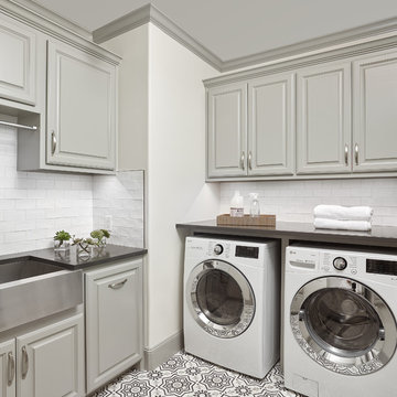 Laundry Room with Cement Tile Floor
