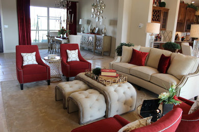 Inspiration for a living room remodel in Austin with a standard fireplace
