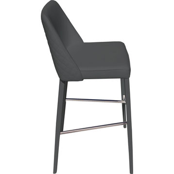 Polly Counterstool - Gray, Leather