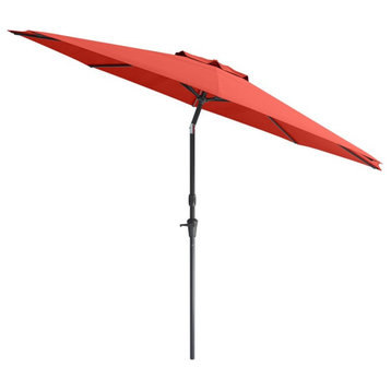 700 Series Crimson Red Fabric 10ft Tilting Wind-Protected Patio Umbrella