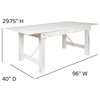 HERCULES Series 8' x 40 Antique Rustic White Folding Farm Table and Six...