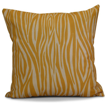 Wood Stripe Geometric Print Pillow, Gold, 26"x26"