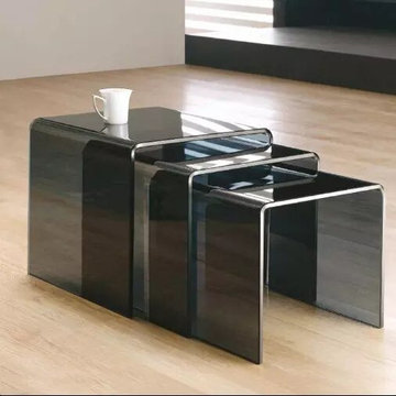 Modern Glass and Lucite Side End Tables