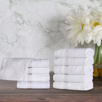10 Piece Egyptian Cotton Face Cloth Towel Set, White