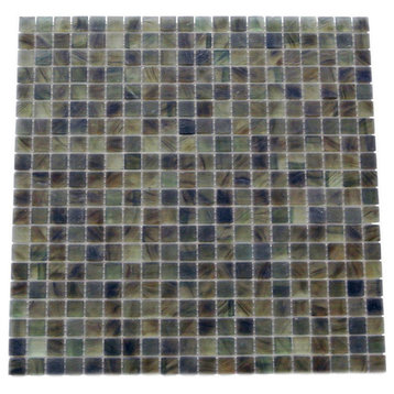 Amber 0.625 in x 0.625 in Glass Square Mosaic in Matte Oregano