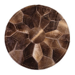 LEATHER Riveted Luxury Patchwork Rug / European Import/ 5'3" x 5'3" - Area Rugs