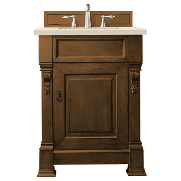 Brookfield 26" Single Vanity, Country Oak, 3 Cm Eternal Marfil Quartz Top