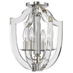 Hudson Valley Lighting - Arietta, 4 Light, Semi Flush, Polished Nickel Finish, Clear Glass - The old world and the new meet in Arietta. We take the iconic form of a crest and embellish it, exaggerating its corners and lines. Thick planes of acrylic are laser-cut, meeting metal and contrasting the central column.