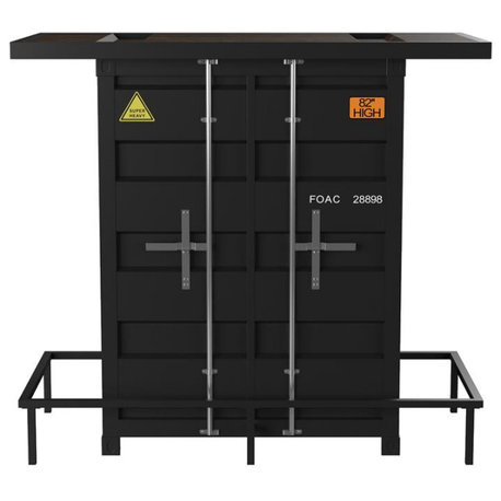 Furniture of America Lionna Contemporary Metal Storage Bar Table in Black